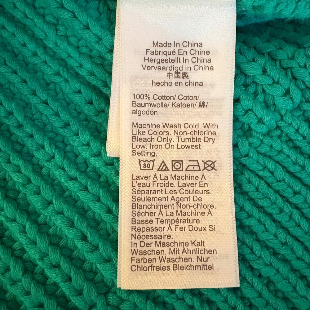 J.Crew Ribbed‎ Cotton Johnny-Collar Sweater Pullover Green Cotton Women L XL - Picture 10 of 10